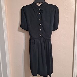 J. Crew Black Shirt Dress Jewel Buttons Short Sleeve Dress Chico